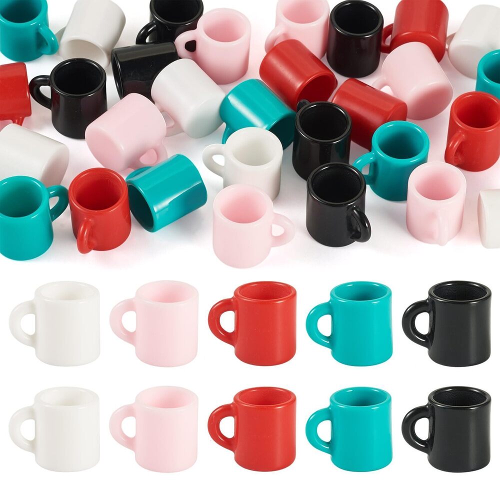 3284 30 Pcs Resin Tea Cup Charm Mini 3D Coffee Cup Charms Resin Imitation